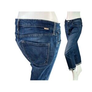 Mother Denim The Scrapper Cuff Ankle Fray Jeans in Lets Wine About It $265 Sz 28